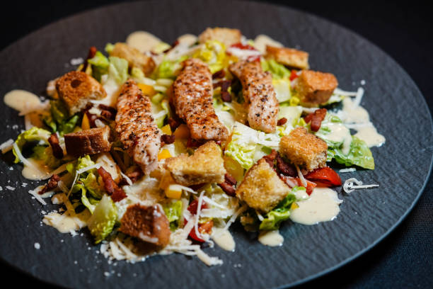 Light Caesar salad with chicken