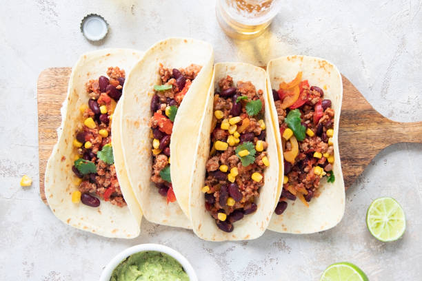 Vegetarian tacos with beans