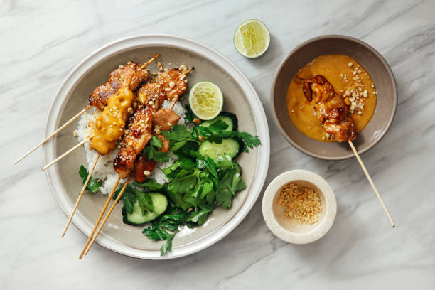 Chicken skewers with Satay sauce
